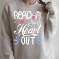 Read Your Heart Out Book Lover Reading Teacher Bookworm Raglan Sleeve Sweatshirt Heather Forest
