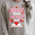 Read Your Heart Out Valentine Reading Book Lover Teacher Raglan Sleeve Sweatshirt Heather Forest Read Your Heart Out Valentine Reading Book Lover Teacher Raglan Sleeve Sweatshirt Heather Forest