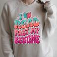 I Read Past My Bedtime Book Lover Bookworm Raglan Sleeve Sweatshirt Heather Forest