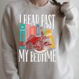 I Read Past My Bedtime Bookworm Book Lovers Raglan Sleeve Sweatshirt Heather Forest