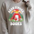 Read S'More Books Camping Marshmallow Outdoor Reading Raglan Sleeve Sweatshirt Heather Forest