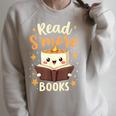Read S'More Books Reading Campfire Camping Raglan Sleeve Sweatshirt Heather Forest