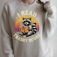 I Read Trashy Books Raccoon Raglan Sleeve Sweatshirt Heather Forest
