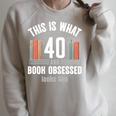 Reader 40s Birthday 40 Years Old Book Lover Reading Comfort Colors Crop Top Raglan Sleeve Sweatshirt Heather Forest