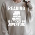 Reader Book Reading Bookworm Librarian Raglan Sleeve Sweatshirt Heather Forest