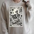 The Reader Skeleton Book Lover Tarot Card Reading Book Raglan Sleeve Sweatshirt Heather Forest