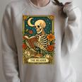 The Reader Skeleton Reading Books Tarot Card Dark Academia Raglan Sleeve Sweatshirt Heather Forest