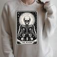 The Reader Tarot Card Books Skeleton Reading Book Raglan Sleeve Sweatshirt Heather Forest The Reader Tarot Card Books Skeleton Reading Book Raglan Sleeve Sweatshirt Heather Forest