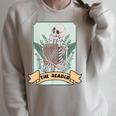 The Reader Tarot Card Skeleton With Book Lover Bookworm Raglan Sleeve Sweatshirt Heather Forest The Reader Tarot Card Skeleton With Book Lover Bookworm Raglan Sleeve Sweatshirt Heather Forest
