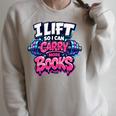 Reader Workout Lift More Books Reading Lover Humor Raglan Sleeve Sweatshirt Heather Forest