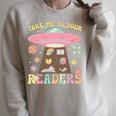 Take Me To Your Readers Groovy Book Reader Book Reading Raglan Sleeve Sweatshirt Heather Forest