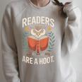 Readers Are A Hoot Owl Book Lovers Raglan Sleeve Sweatshirt Heather Forest