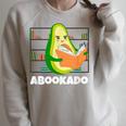 Reading Avocado Book School Librarian Abookado Raglan Sleeve Sweatshirt Heather Forest