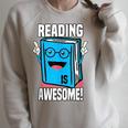 Reading Is Awesome Book Nerd Librarian Raglan Sleeve Sweatshirt Heather Forest