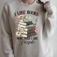Reading Book Lover Bookish I Like Books More Than People Raglan Sleeve Sweatshirt Heather Forest