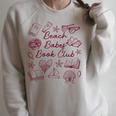 Reading Book Lover Bookish Summer Beach Babes Book Club Raglan Sleeve Sweatshirt Heather Forest