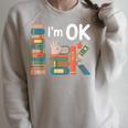 Reading Book Lover I'm Ok Bookworm Librarian Reader Raglan Sleeve Sweatshirt Heather Forest