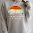 Reading Books Is My Escape Book Lover Humor Bookworm Raglan Sleeve Sweatshirt Heather Forest