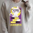Reading Cat Cat Cat Reading Worm Books Cat Friend Gift For Men Women Raglan Sleeve Sweatshirt Heather Forest