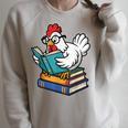 Reading Chicken Bookworm Cute Chicken With Glasses Books Raglan Sleeve Sweatshirt Heather Forest
