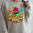 Reading Crew Teacher Literacy Classroom Book Raglan Sleeve Sweatshirt Heather Forest