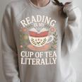 Reading Is My Cup Of Tea Book Lover Tea Drinker Raglan Sleeve Sweatshirt Heather Forest