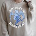 Reading Dragon Easily Distracted By Books Lover Bookworm Raglan Sleeve Sweatshirt Heather Forest