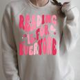 Reading Is For Everyone Books Lover Librarian Bookish Groovy Raglan Sleeve Sweatshirt Heather Forest