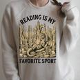 Reading Is My Favorite Sport Dragon Book Lover Bookworm Raglan Sleeve Sweatshirt Heather Forest