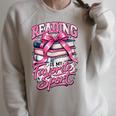 Reading Is My Favorite Sport Pink Bow Coquette Book Lover Raglan Sleeve Sweatshirt Heather Forest