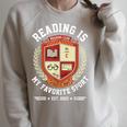 Reading Is My Favorite Sport Varsity Reading Club Book Raglan Sleeve Sweatshirt Heather Forest