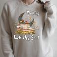 Reading Fuels My Soul Inspirational Book Lover & Bibliophile Premium Tri-Blend Raglan Sleeve Sweatshirt Heather Forest