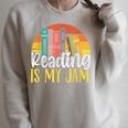 Reading Is My Jam Bookworm Book Reading Raglan Sleeve Sweatshirt Heather Forest