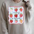 Reading Is My Jam Preppy Stawberry Bookworm Book Lover Nerd Raglan Sleeve Sweatshirt Heather Forest