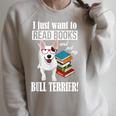 Reading Kids Cartoon Read Books Pet Bull Terrier Lover Raglan Sleeve Sweatshirt Heather Forest