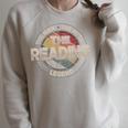 The Reading Legend Retro Books Men Reading Raglan Sleeve Sweatshirt Heather Forest