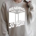 Reading Is Lit Book Lover Raglan Sleeve Sweatshirt Heather Forest