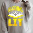 Reading Is Lit Bookworm Book Reading Raglan Sleeve Sweatshirt Heather Forest