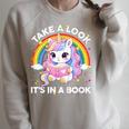 Reading Take Look Its In A Book Toddler Girls Rainbow Lover Raglan Sleeve Sweatshirt Heather Forest