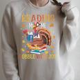 Reading Makes Me Gobble With Joy Turkey Reading Book L Raglan Sleeve Sweatshirt Heather Forest