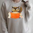 Reading Owl Art Men Women Kids Bookworm Book Lovers Raglan Sleeve Sweatshirt Heather Forest