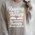 Reading Is My Therapy Bookworm Book Meme Bookish Premium Tri-Blend Raglan Sleeve Sweatshirt Heather Forest