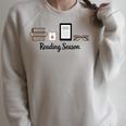 Reading Season Book Lover Librarian Cozy Bookworm Raglan Sleeve Sweatshirt Heather Forest