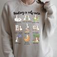 Reading Is Self-Care Silly-Goose Reading Book Bookish Reader Raglan Sleeve Sweatshirt Heather Forest