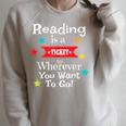Reading Is a Ticket To Wherever Fun Book Reading Quote Raglan Sleeve Sweatshirt Heather Forest Reading Is a Ticket To Wherever Fun Book Reading Quote Raglan Sleeve Sweatshirt Heather Forest