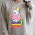 Reading Unicorn Cute Book Lover Bookworm Women Girls Raglan Sleeve Sweatshirt Heather Forest
