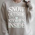 Reading All Winter Cozy Book Lover And Literary Escape Raglan Sleeve Sweatshirt Heather Forest