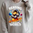 Reading Is Out Of This World Astronaut Book Lover Teacher Raglan Sleeve Sweatshirt Heather Forest Reading Is Out Of This World Astronaut Book Lover Teacher Raglan Sleeve Sweatshirt Heather Forest