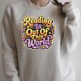 Reading Is Out Of This World Reader Book Him Her Library Raglan Sleeve Sweatshirt Heather Forest