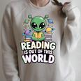 Reading Is Out Of This World Space Book Lover Bookworm Raglan Sleeve Sweatshirt Heather Forest Reading Is Out Of This World Space Book Lover Bookworm Raglan Sleeve Sweatshirt Heather Forest